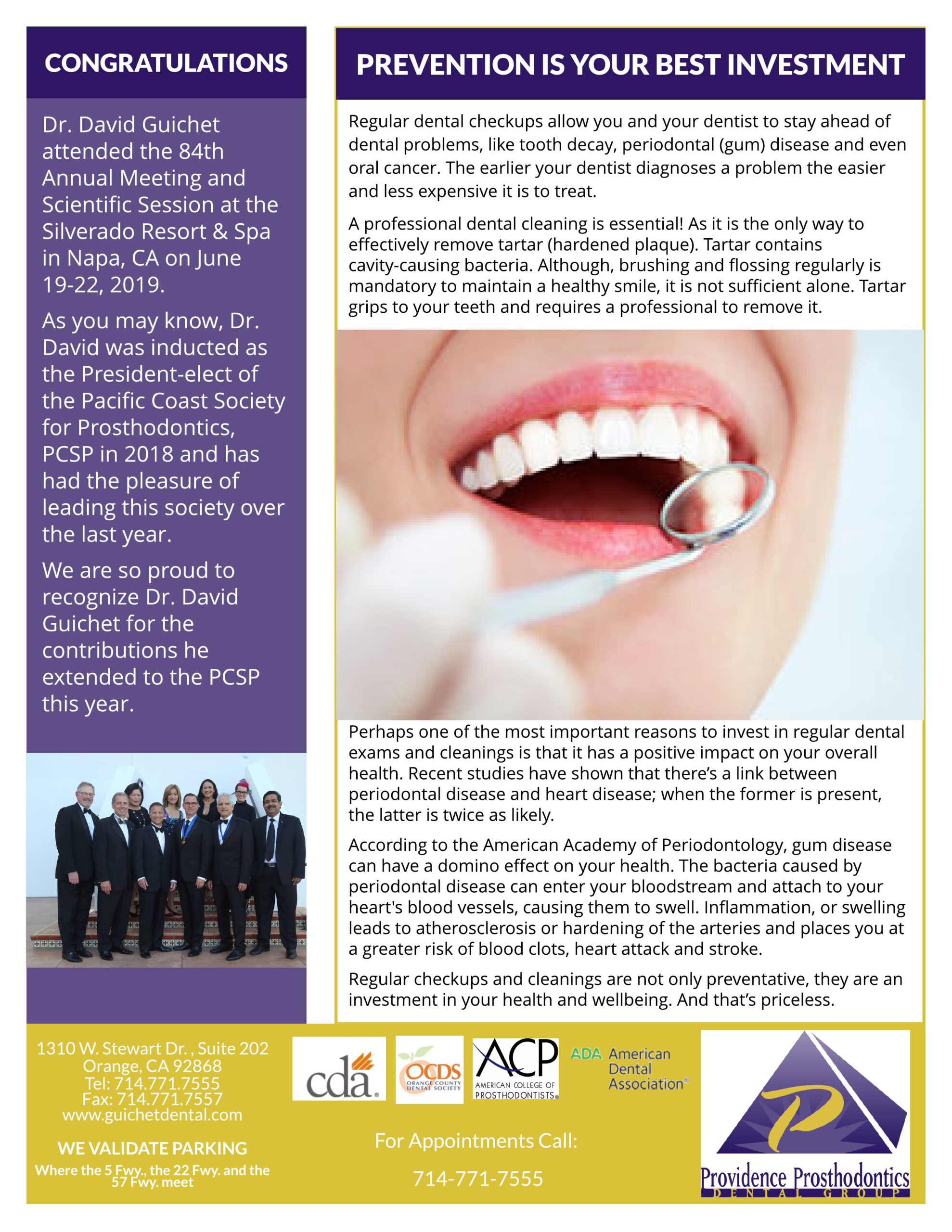 2019 Newsletter - Providence Prosthodontics Dental Group in Orange, CA